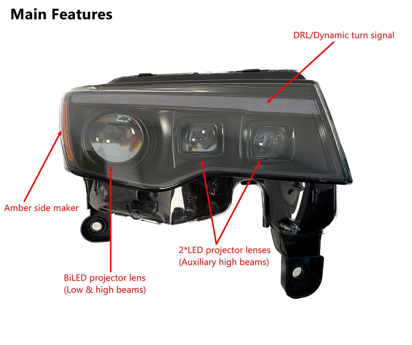 Projector LED headlights for 2014-2021 Jeep Grand Cherokee WK2