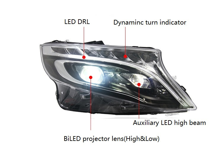 LED headlight for Mercedes-Benz Vito W447 Metris Emark approved